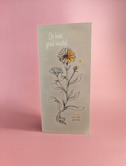 Je bent goud waard - lange kaart met zaden